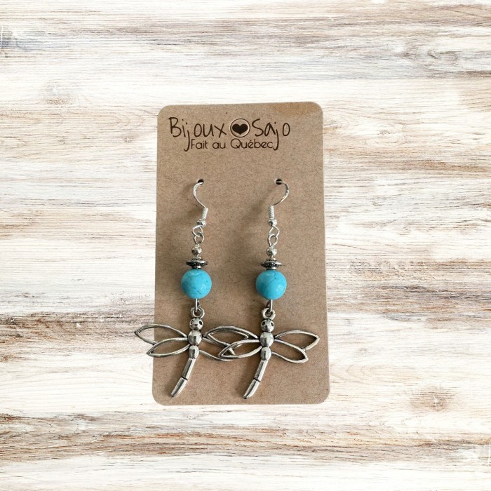 Libellules turquoise bleue | Boucles d'oreilles hypoallergéniques