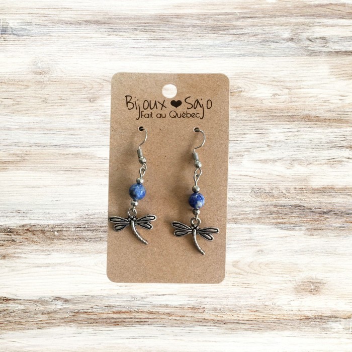 Libellules Lapis-Lazuli | Boucles d'oreilles hypoallergéniques